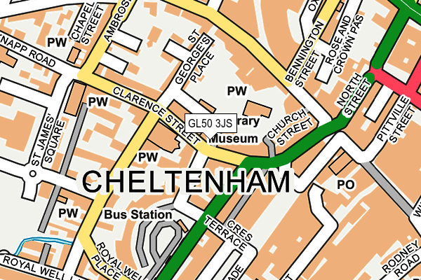 GL50 3JS map - OS OpenMap – Local (Ordnance Survey)