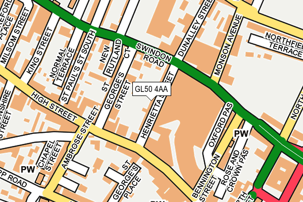 GL50 4AA map - OS OpenMap – Local (Ordnance Survey)