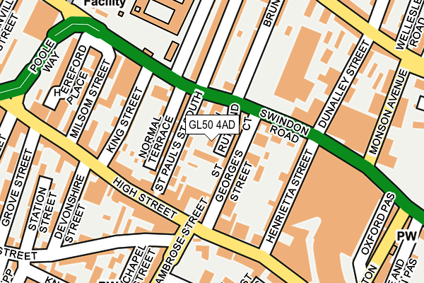 GL50 4AD map - OS OpenMap – Local (Ordnance Survey)