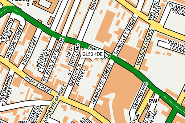 GL50 4DE map - OS OpenMap – Local (Ordnance Survey)