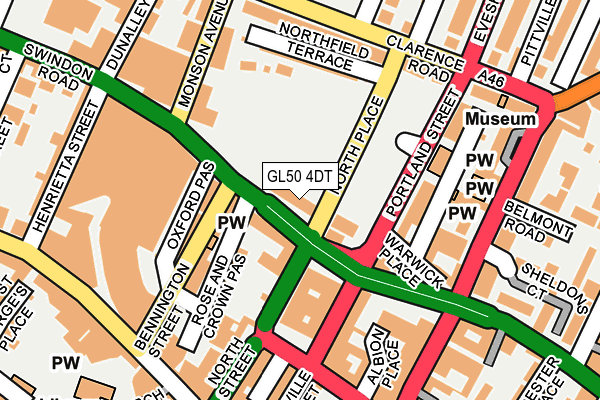 GL50 4DT map - OS OpenMap – Local (Ordnance Survey)