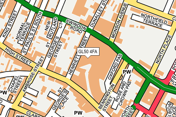 GL50 4FA map - OS OpenMap – Local (Ordnance Survey)