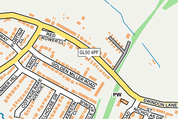 GL50 4PF map - OS OpenMap – Local (Ordnance Survey)