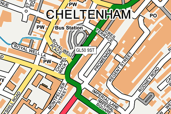 GL50 9ST map - OS OpenMap – Local (Ordnance Survey)