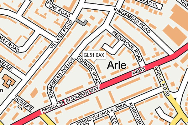 GL51 0AX map - OS OpenMap – Local (Ordnance Survey)