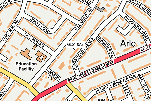 GL51 0AZ map - OS OpenMap – Local (Ordnance Survey)