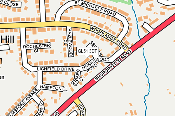 GL51 3DT map - OS OpenMap – Local (Ordnance Survey)