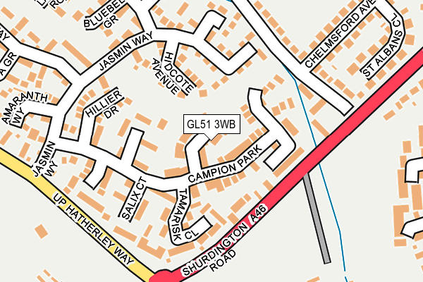 GL51 3WB map - OS OpenMap – Local (Ordnance Survey)