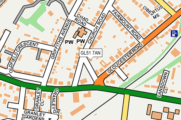 GL51 7AN map - OS OpenMap – Local (Ordnance Survey)