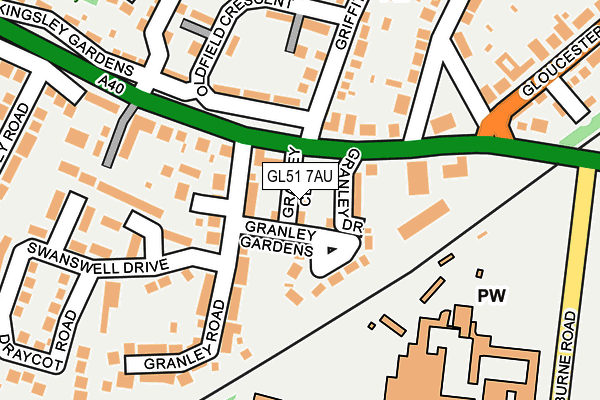 GL51 7AU map - OS OpenMap – Local (Ordnance Survey)