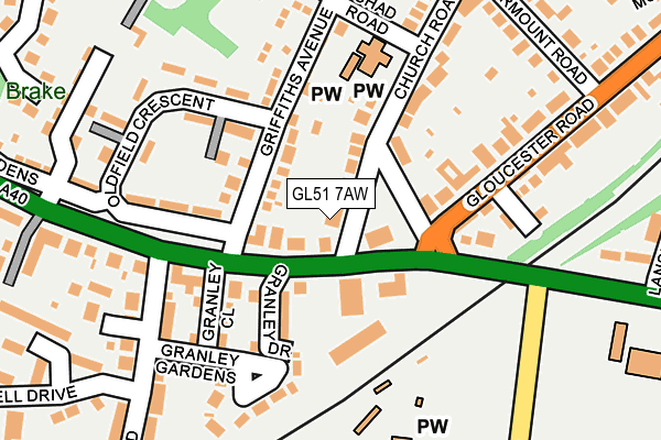 GL51 7AW map - OS OpenMap – Local (Ordnance Survey)