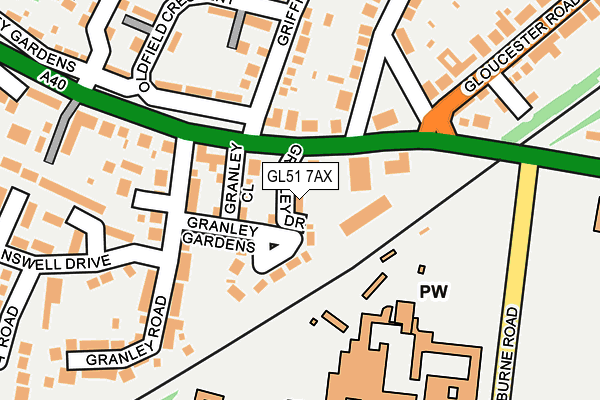 GL51 7AX map - OS OpenMap – Local (Ordnance Survey)