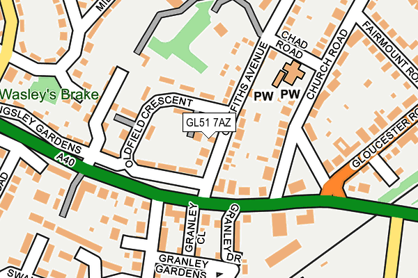 GL51 7AZ map - OS OpenMap – Local (Ordnance Survey)