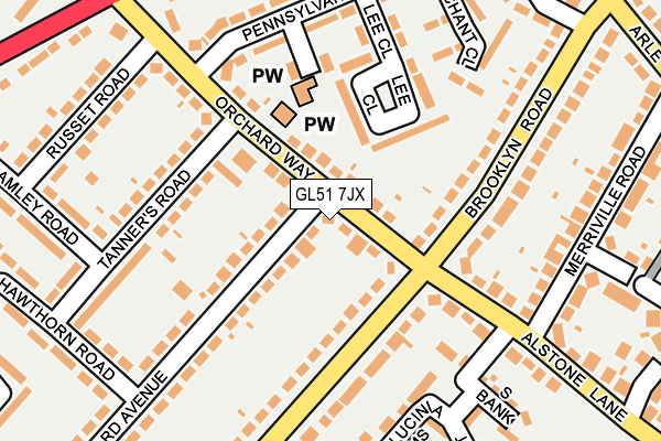 GL51 7JX map - OS OpenMap – Local (Ordnance Survey)