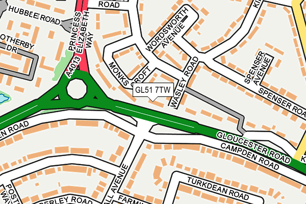 GL51 7TW map - OS OpenMap – Local (Ordnance Survey)