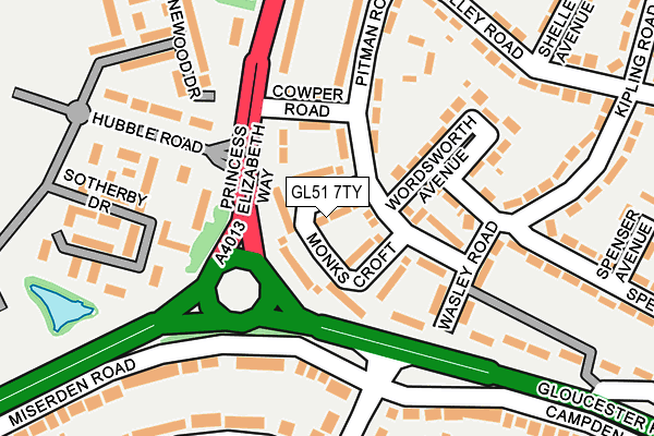 GL51 7TY map - OS OpenMap – Local (Ordnance Survey)