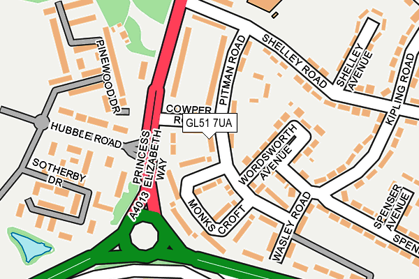 GL51 7UA map - OS OpenMap – Local (Ordnance Survey)