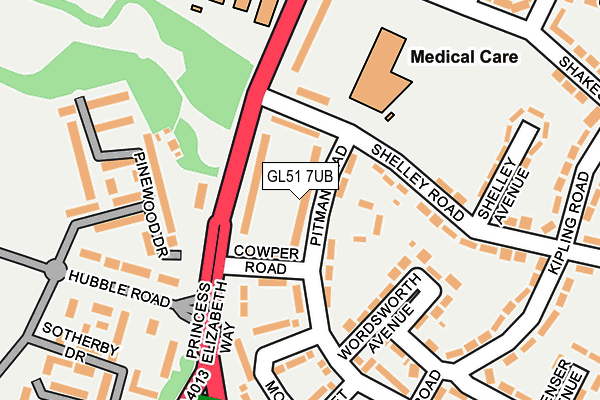 GL51 7UB map - OS OpenMap – Local (Ordnance Survey)