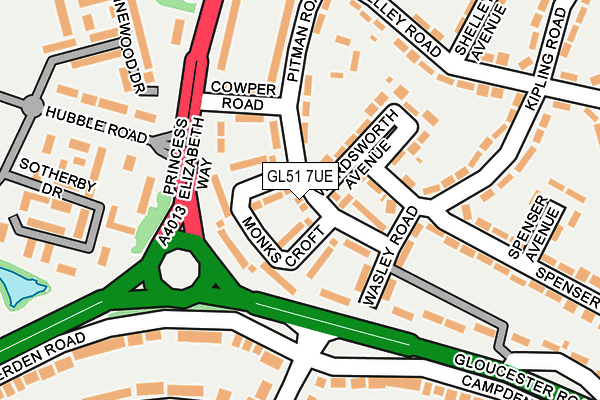 GL51 7UE map - OS OpenMap – Local (Ordnance Survey)