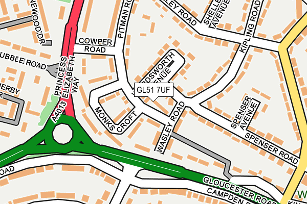 GL51 7UF map - OS OpenMap – Local (Ordnance Survey)