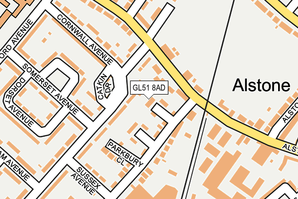 GL51 8AD map - OS OpenMap – Local (Ordnance Survey)