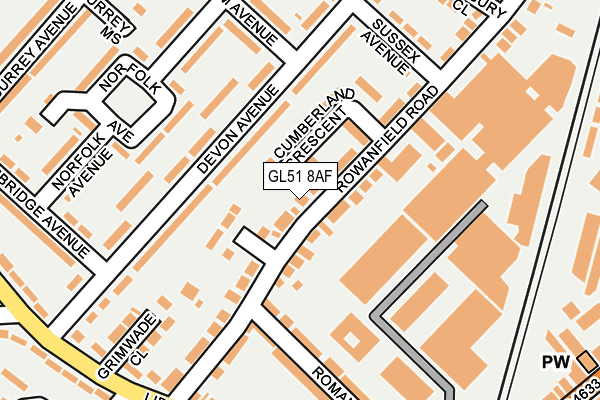 GL51 8AF map - OS OpenMap – Local (Ordnance Survey)