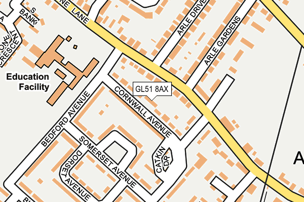 GL51 8AX map - OS OpenMap – Local (Ordnance Survey)