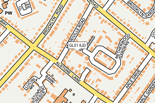 GL51 8JD map - OS OpenMap – Local (Ordnance Survey)