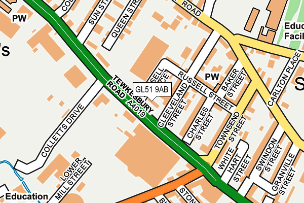 GL51 9AB map - OS OpenMap – Local (Ordnance Survey)