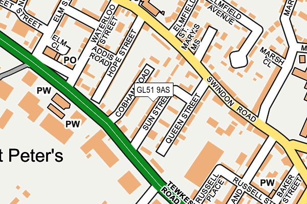 GL51 9AS map - OS OpenMap – Local (Ordnance Survey)