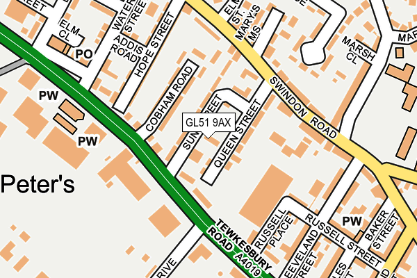 GL51 9AX map - OS OpenMap – Local (Ordnance Survey)