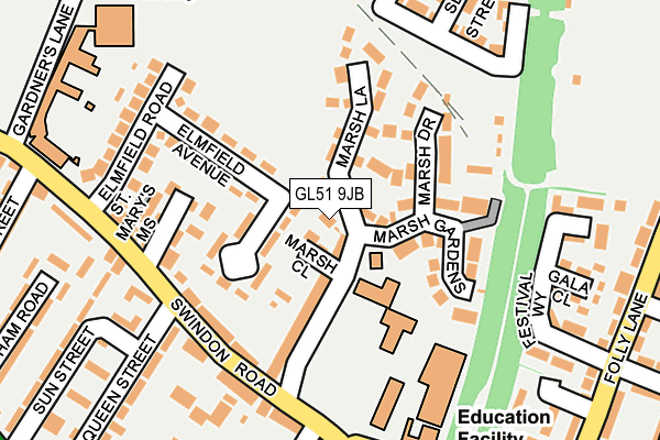 GL51 9JB map - OS OpenMap – Local (Ordnance Survey)