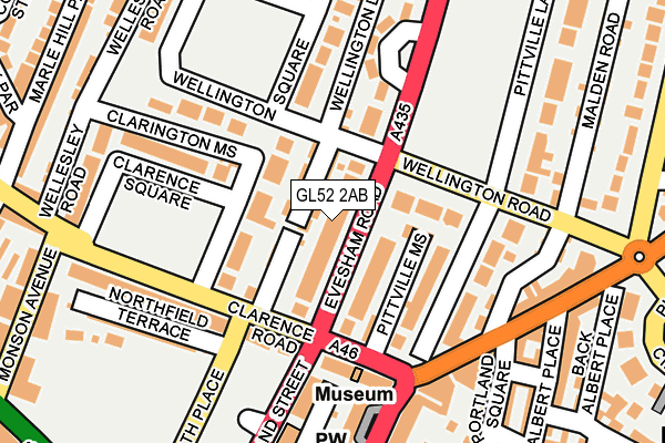 GL52 2AB map - OS OpenMap – Local (Ordnance Survey)