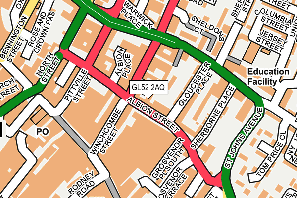 GL52 2AQ map - OS OpenMap – Local (Ordnance Survey)