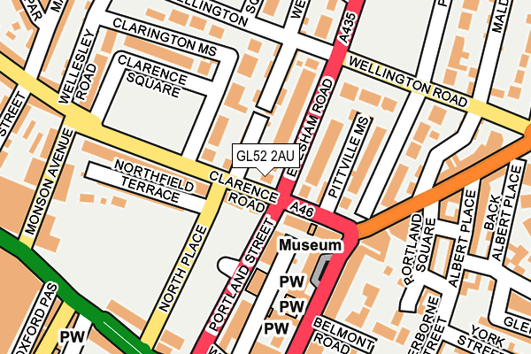 GL52 2AU map - OS OpenMap – Local (Ordnance Survey)