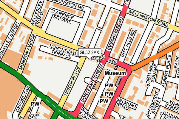 GL52 2AX map - OS OpenMap – Local (Ordnance Survey)