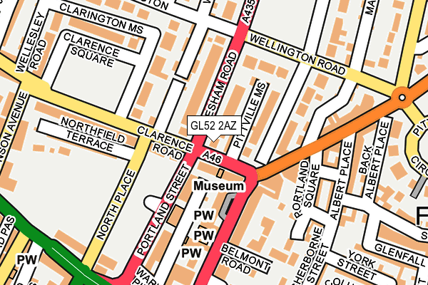 GL52 2AZ map - OS OpenMap – Local (Ordnance Survey)