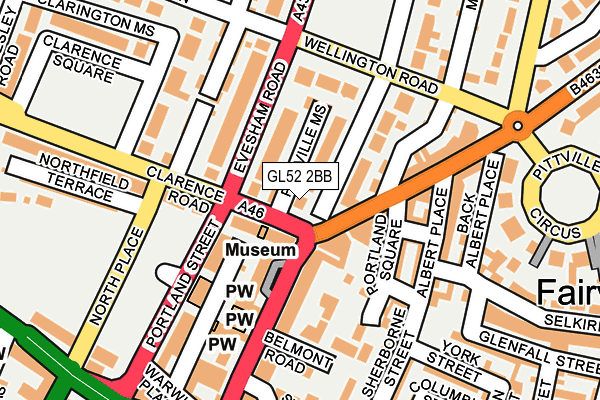 GL52 2BB map - OS OpenMap – Local (Ordnance Survey)