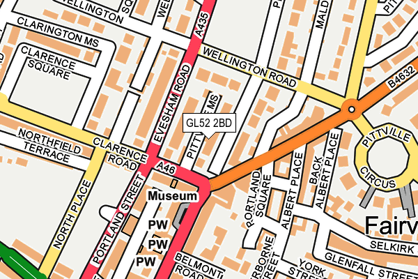 GL52 2BD map - OS OpenMap – Local (Ordnance Survey)