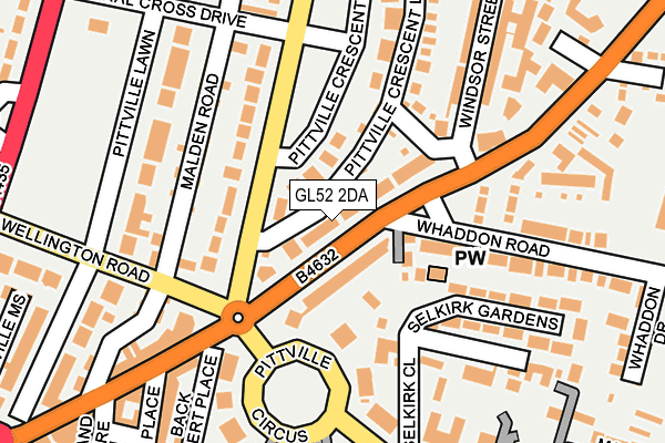 GL52 2DA map - OS OpenMap – Local (Ordnance Survey)
