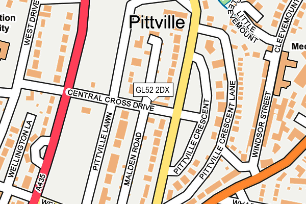 GL52 2DX map - OS OpenMap – Local (Ordnance Survey)