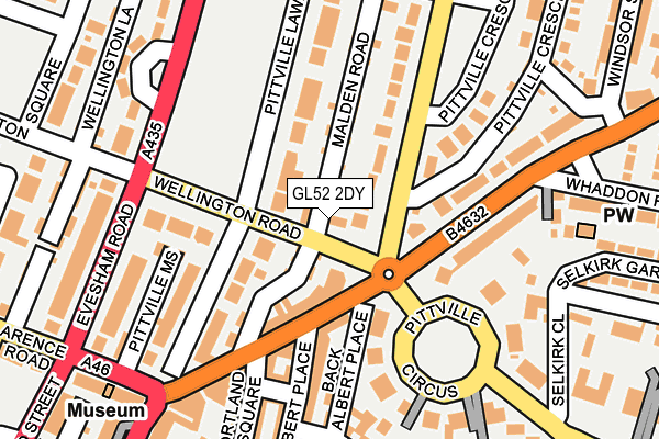 GL52 2DY map - OS OpenMap – Local (Ordnance Survey)