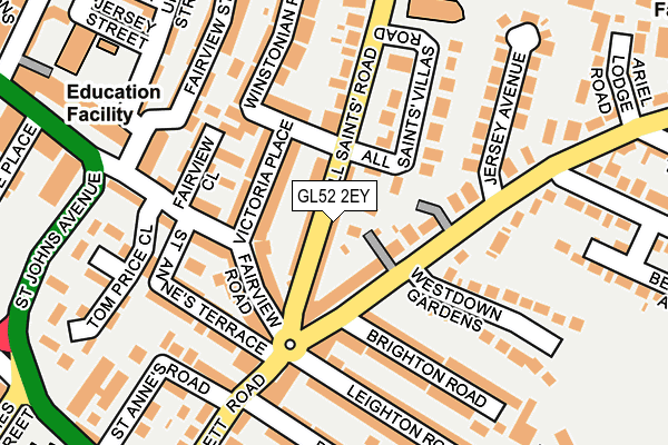 GL52 2EY map - OS OpenMap – Local (Ordnance Survey)