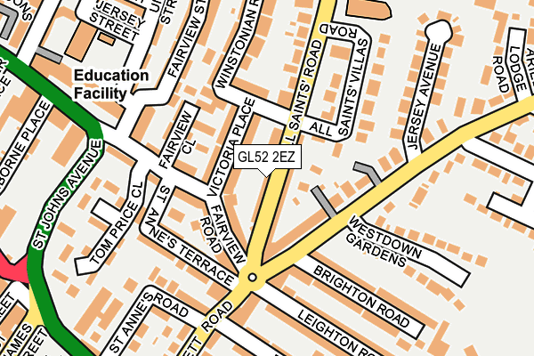 GL52 2EZ map - OS OpenMap – Local (Ordnance Survey)