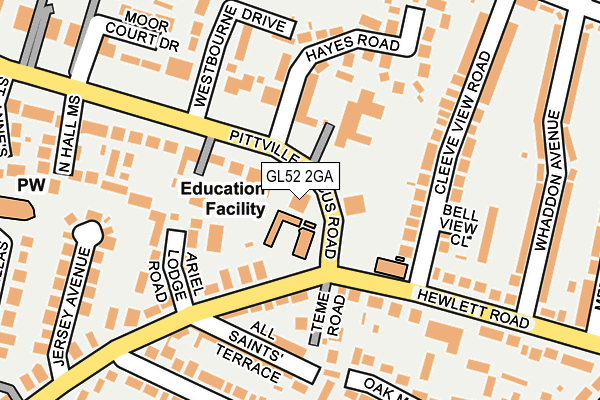 GL52 2GA map - OS OpenMap – Local (Ordnance Survey)