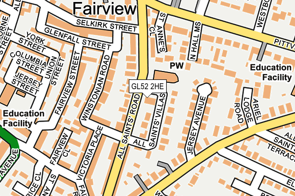 GL52 2HE map - OS OpenMap – Local (Ordnance Survey)