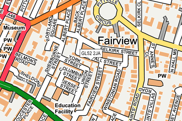 GL52 2JA map - OS OpenMap – Local (Ordnance Survey)