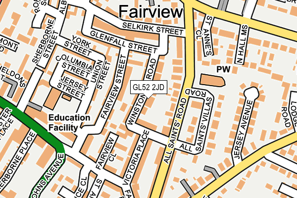 GL52 2JD map - OS OpenMap – Local (Ordnance Survey)