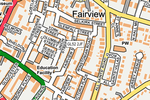 GL52 2JF map - OS OpenMap – Local (Ordnance Survey)