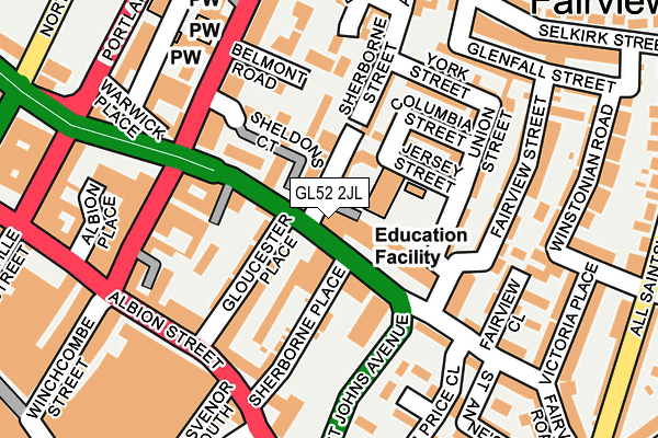 GL52 2JL map - OS OpenMap – Local (Ordnance Survey)